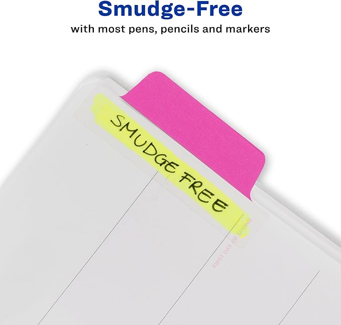 Avery Margin Ultra Tabs, 2.5" x 1", 2-Side Writable, Neon Colors, 24 Repositionable Tabs, 72 Packs (74767)