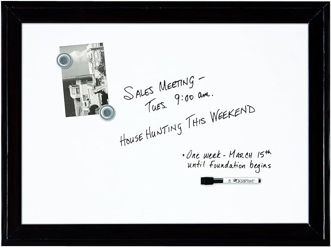 Quartet Magnetic Dry Erase Board, 17" x 23" Whiteboard/White Board, Black Frame (79282)