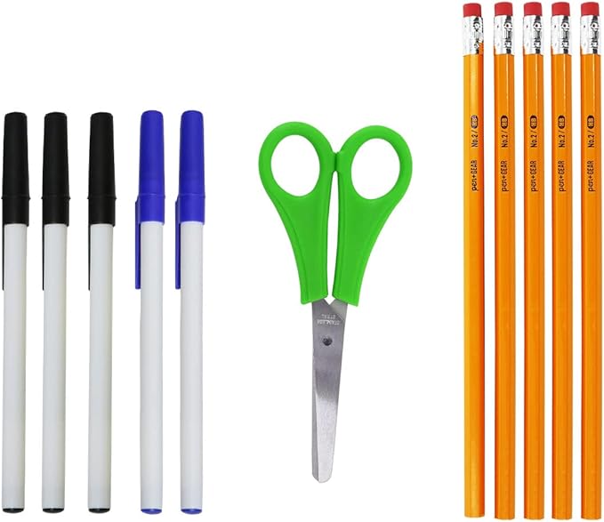 Moda West 52 Piece Bulk School Supplies Kits - Pens, Pencils, Crayons, and More - Value Pack of 12 Kits - Essential Box of School Supplies for Elementary, Middle, and High School Students
