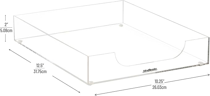 Mind Reader Paper Tray, Desktop Organizer, File Storage, Modern, Office, Acrylic, Clear