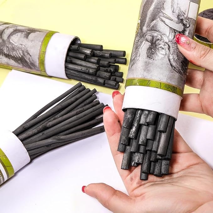 YYMIYU Drawing Pencils Set, Art Sketching Pencils Charcoal Set (Charcoal Sticks 5-7 mm 25pcs 25)