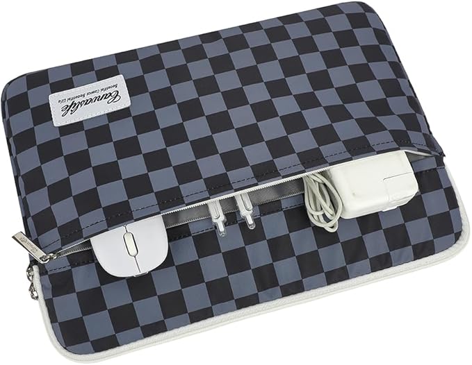 Canvaslife Black Checker Pattern Laptop Sleeve 15 Inch 15 Case and 15.6 Laptop Bag