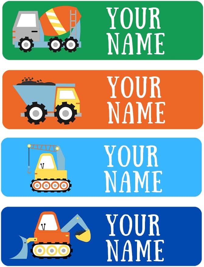 128 Custom Waterproof Dishwasher Safe Kid Name Labels for Daycare, School Supply, Baby Bottles, Lunch Boxes and Cups, Travel. Cute Personalized Design Name Stickers (Pattern 1)