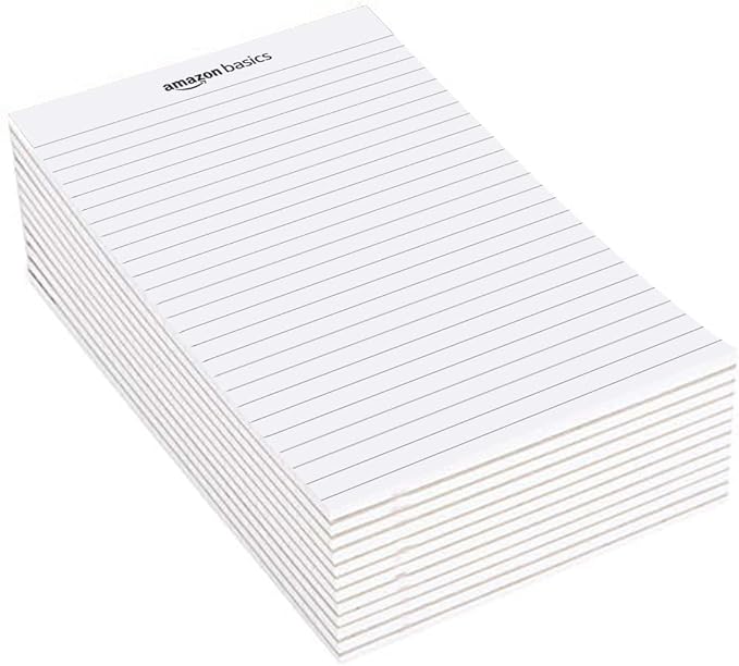 Amazon Basics Legal/Wide Ruled 8-1/2 by 11-3/4 Legal Pad, White, 600 Count (12 Pack of 50 Sheets)