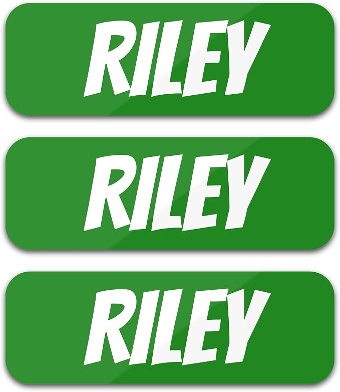 Custom Name Labels for Kids (120 Labels) Personalized Waterproof Clothing Stickers for Daycare, Camp or School - Name Stickers for Bottles, Jackets, Backpacks, Shoes and School (Forest Green)