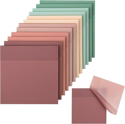 Mr. Pen- Transparent Sticky Notes, 3" x 3", 12 Pads, 600 Sheets, See Through Self-Adhesive Notes for Bible Journaling and Studying, Water-Resistant, Easy to Peel, Clean Removal