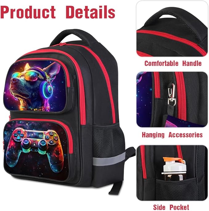 Kids Backpack for School - 17 Inch 3D Reflective Cartoon Bookbag with Dual Zippers, Ergonomic Design for Boys & Girls Ages 6-18 | Durable 600D Polyester Children's Backpack