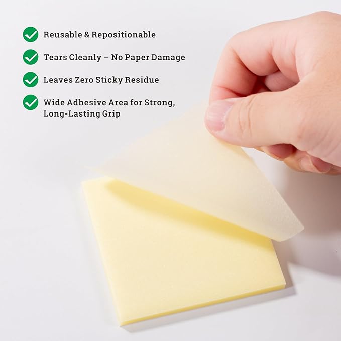 Gel Pen Friendly Transparent Sticky Notes - Translucent Matte Clear Pads for Annotating Books, 3x3 in, 4 Pads 200 Sheets, Quick Dry Smudge-Free See Through Notes