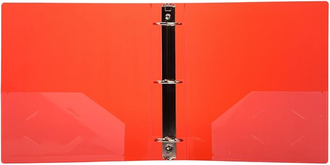 JAM PAPER Plastic 2 inch Binder - Red 3 Ring Binder - Sold Individually