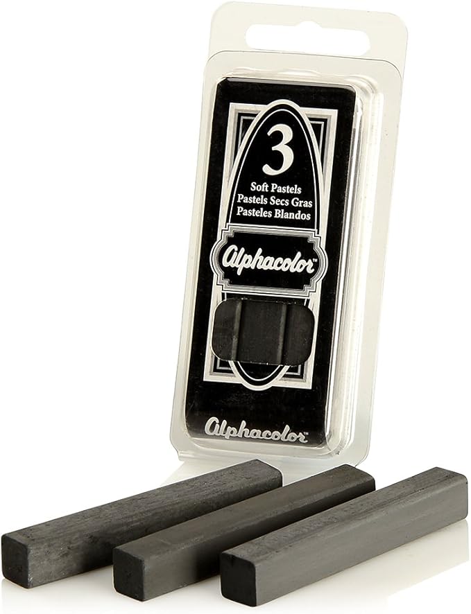 Derwent Alphacolor Soft Pastels, Charcoal, 3 Pastels per Pack (105C) (Pack of 2)