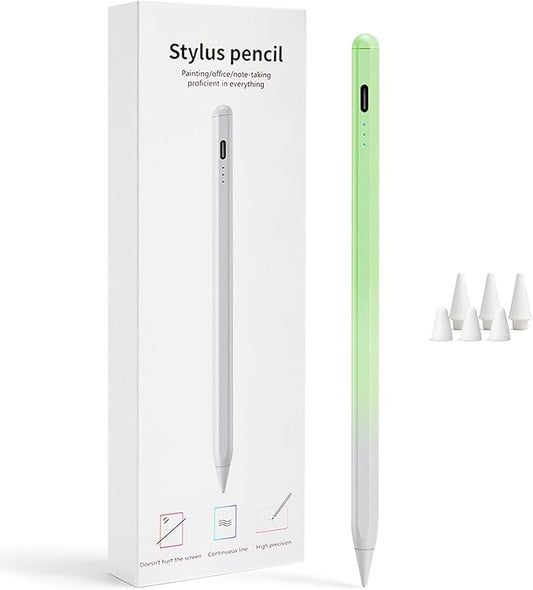 Stylus Pen for iPad 2018-2026, 2X Fast Charge Active Pencil with Tilt Sensitivity & Palm Rejection, iPad 11/10/9/8/7/6/A16, Air M4/M3/M2, Pro M5/M4, Mini 7/6/5 (Green)