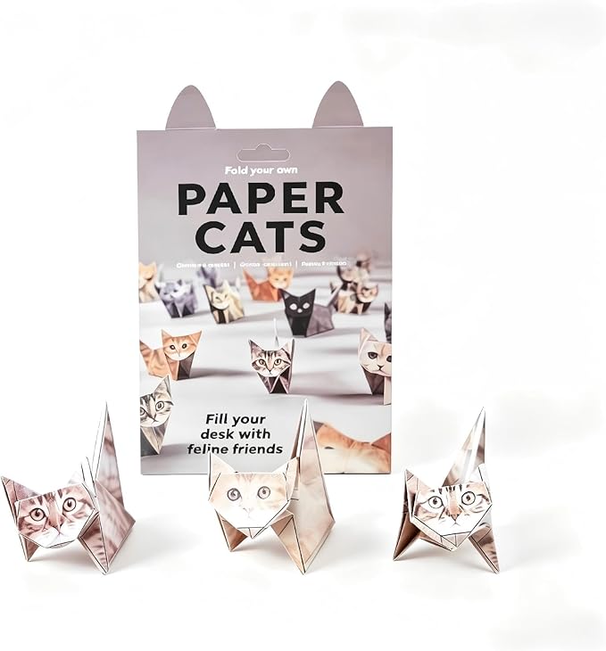 50 Piece 3D Origami Cat Kit for Kids 6-12, Pre-Cut Pre-Printed Origami Paper, No Scissors No Glue, Kids DIY Craft Desk Pets Educational Gift
