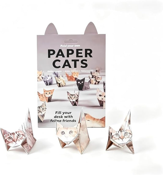 50 Piece 3D Origami Cat Kit for Kids 6-12, Pre-Cut Pre-Printed Origami Paper, No Scissors No Glue, Kids DIY Craft Desk Pets Educational Gift
