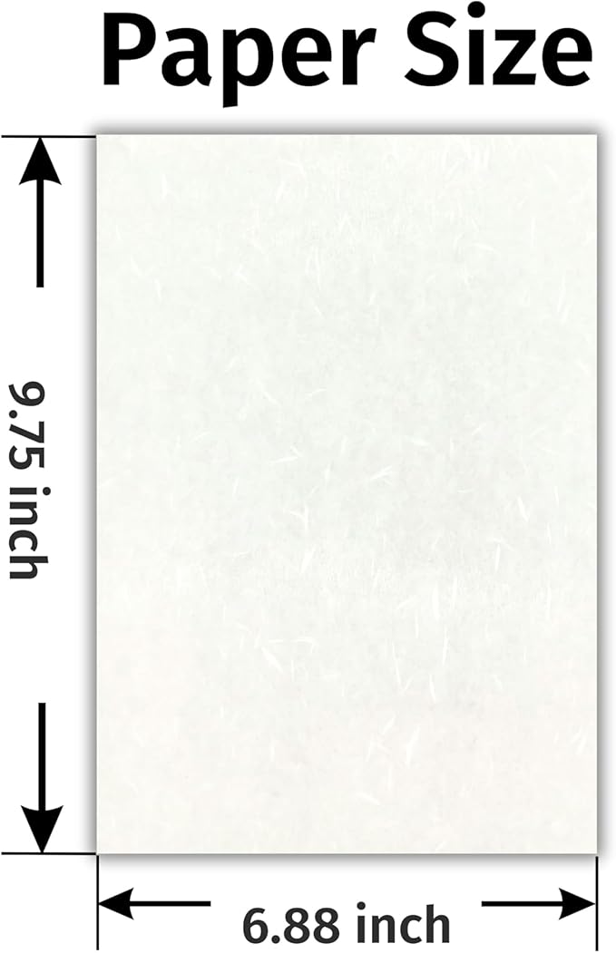 Japanese Iyo Washi Stationery Paper 20 Sheets (9.7 x 6.9 inch), Made in Japan, White Japanese Paper, Printable, Inkjet Printer, for Letter Writing, Greeting Card