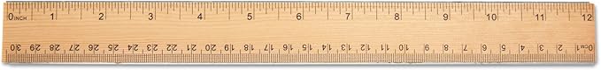 Universal 59021 Flat Wood Ruler w/Double Metal Edge, 12-Inch, Clear Lacquer Finish (UNV59021)