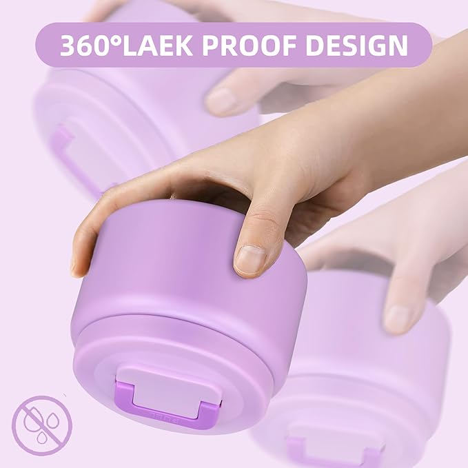 JXXM 8 Oz Thermo Food Jar for Hot & Cold Food for Kids, Insulated Lunch Containers Hot Food Jar,Leak-Proof Vacuum Stainless Steel Wide Mouth Lunch Soup Thermo for School (Purple)