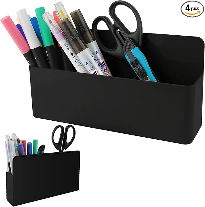 KITANIS Magnetic Pen Holder,3 Compartments Magnetic Dry Erase Marker Holder,Extra Strong Magnet Storage Marker Pen Pencil Organizer for Refrigerator,Whiteboard,Locker Accessories(Long Style)