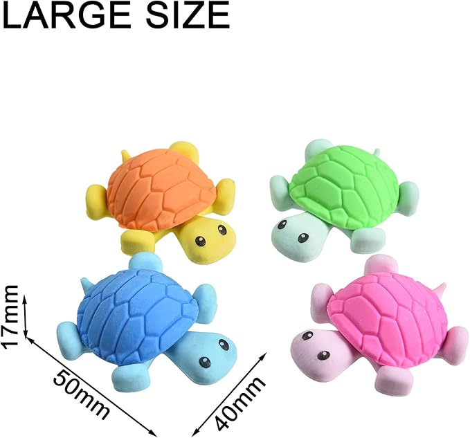 HILAZA 16 Pcs Cute Turtle Pencil Erasers for Kids, Novelty Rubber Turtle Desk Pet Erasers for Classroom Favors Party Supplies