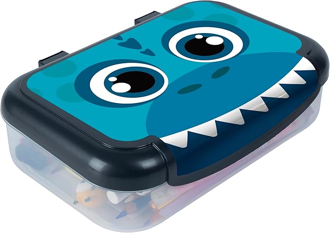 ZIPIT Recycled Plastic Pencil Box for Boys, Large Capacity Pencil Case for School, Durable Stationery Organizer Box, Dino