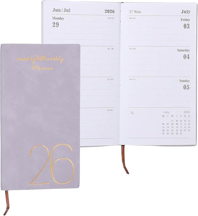 PATIKIL 2026 Daily Planner Notebook, A6 64 Sheets Undated to Do List Daily Weekly Monthly Goals Tracker Pocket Notebook for Office Home Study Work Time Management Fitness Habit, Purple