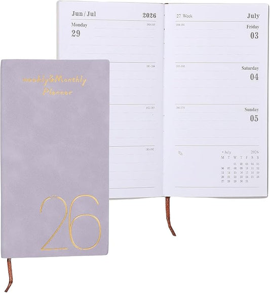 PATIKIL 2026 Daily Planner Notebook, A6 64 Sheets Undated to Do List Daily Weekly Monthly Goals Tracker Pocket Notebook for Office Home Study Work Time Management Fitness Habit, Purple