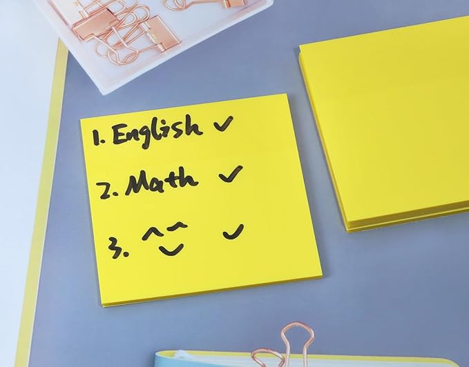 ONLYKXY 4 Pack Transparent Sticky Notes 7.6x7.6CM Self-Stick Book Tabs 200 Sheets Waterproof PET Markers Sticky Notes Pad (Yellow)