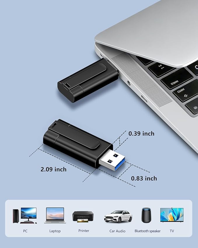 TEWENE 1-Pack Flash Drives 32GB USB 3.0 Flash Drive (&Type-C Adapter) Thumb Drive with Unique Clip Retractable, USB Memory Stick Jump Drive for Data Transfer - 32GB Blue
