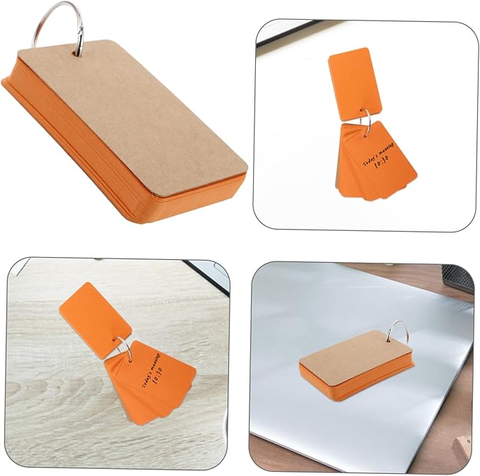 LALAFINA 50pcs Blank Paper Cards Study Flashcards Blank Index Cards Notebook Handdrawn Illustrations Ring Binder