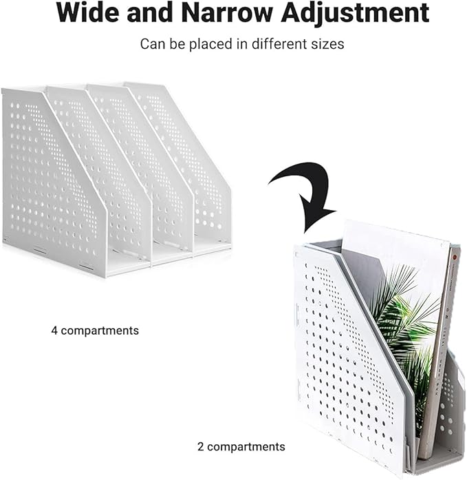 SAYEEC Desktop File Magazine Folder Holder 3 Section Plastic Hollow Documents Foldable Organizer Files Cabinet Shelf Frames Dividers Rack Display and Storage