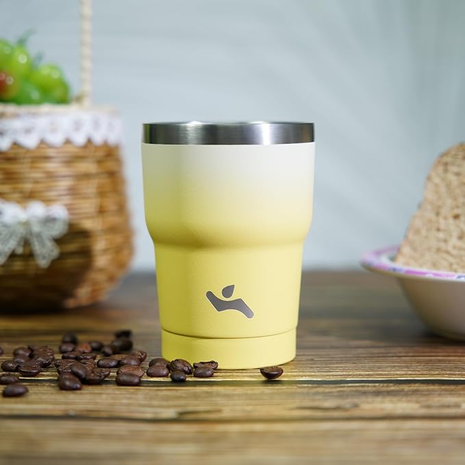Konokyo 10 oz Tumbler with Handle and 2 Straw 2 Lid, Insulated Water Bottle Stainless Steel Vacuum Cup Reusable Travel Mug,Gum