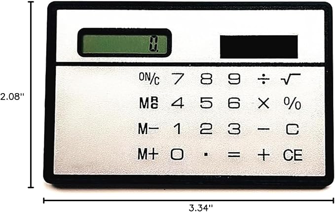 Solar Powered Calculator 8 Digit Display 8.5x5.3cm Portable Basic Standard Calculator for Business Office School, silver