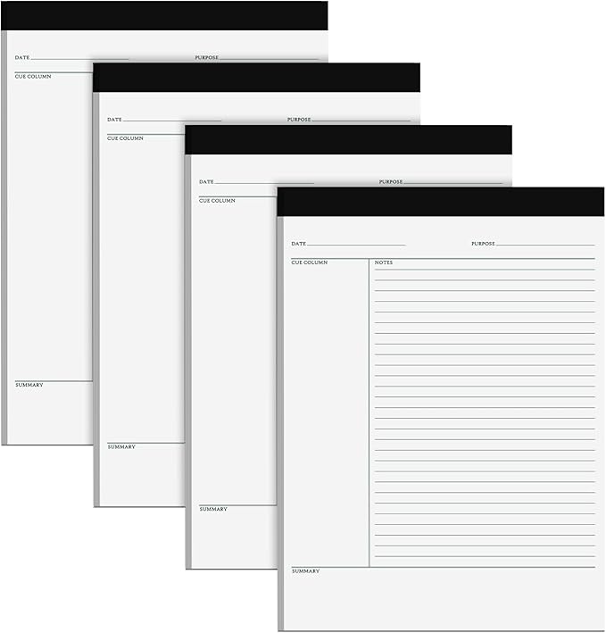 PerKoop 4 Pcs Writing Note Pads Notes System 8.5 x 11 Inches College Ruled Legal Pads Lined Paper Notebooks for Office School Teacher Students College Business, 45 Sheets Per Pad (White)