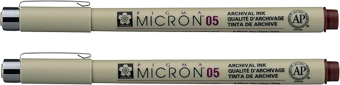 SAKURA PIGMA MICRON 05 FINELINER PEN, 0.45MM LINE WIDTH, PACK OF 2 (Burgundy)