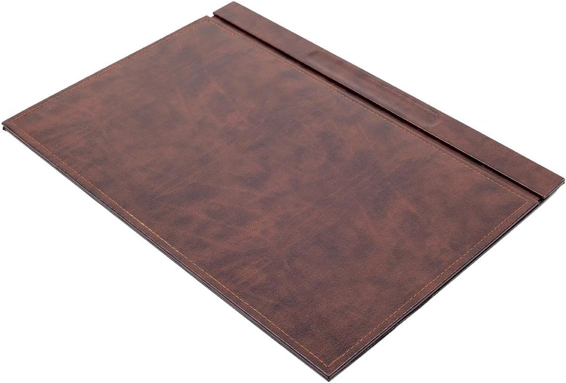 Luna Minimalist Leather Desk Set – 4 Piece Desk Organizer with Desk Pad, Pen Holder, Note Holder & Coaster – Compact Office Desk Accessories – Multiple Colors (Brown)