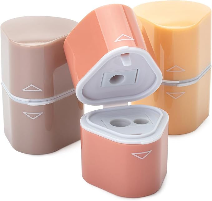 Mr. Pen- Pencil Sharpeners Manual, 3 Pack, 3 Holes, Colorful