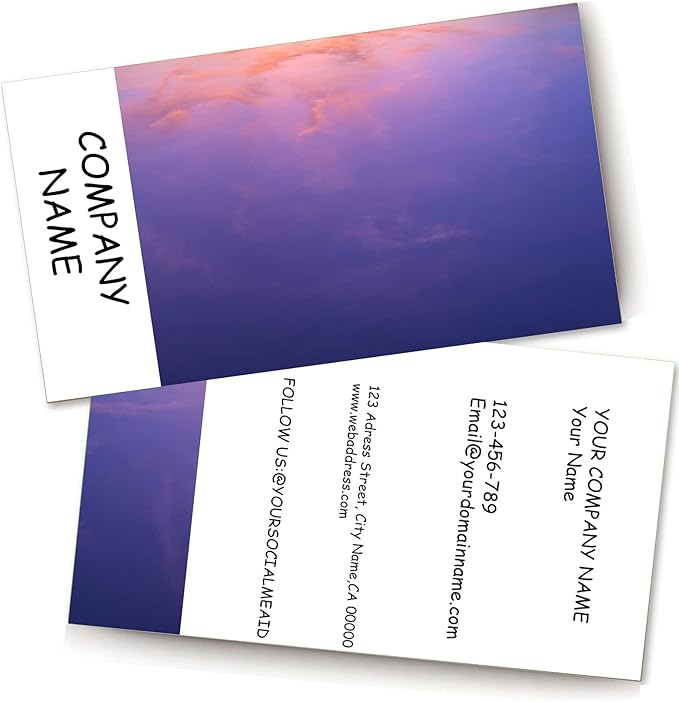Simple Design Business Card 3.5" x 2" 200 pcs - Add Picture or Logo,Custom Premium Name Cards with Logo Two-Sided, High-end 500 pcs