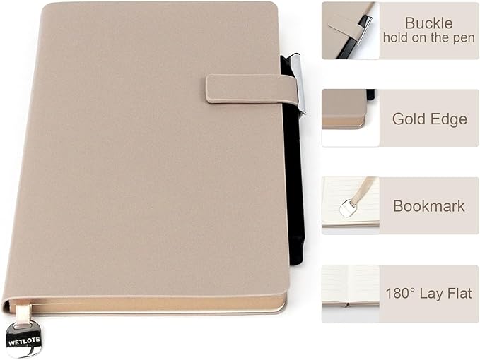 Softsided Notebook - 5.7"x 8.4" - upgraded texture, classic line design, paper for smooth writing, elegant hangtag detail, with box, perfect for both gift and personal use(light coffee)