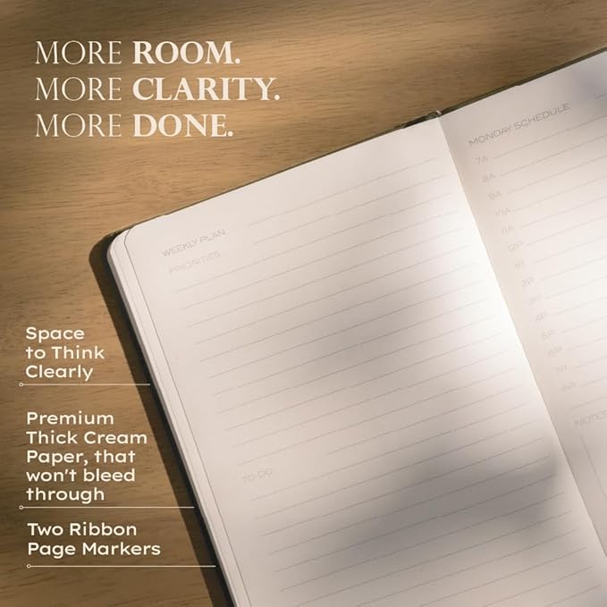 Anecdote Daily Planner w/ 2026-2027 Calendar | Start Anytime 26 Weeks Undated | 1 Page per Day | 8.5" x 5.2" | Hardcover To-Do List Organizer, Plan Your Success, Achieve Productivity Goals (Nutmeg)