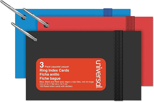 Universal Office Products UNV47300 Ring Index Cards, 3 X 5, White, 100/pack