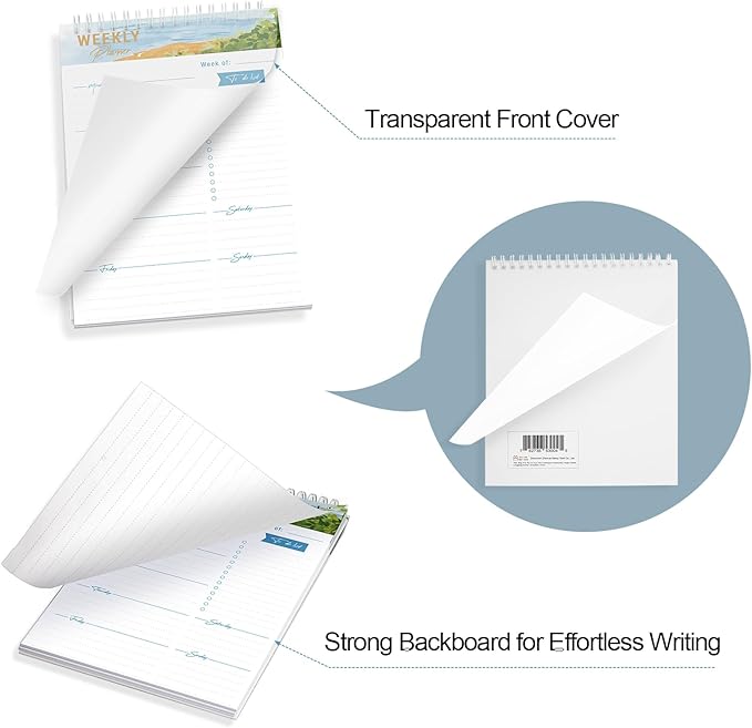 Weekly Planner Notebook, To Do List Notepad with 52 Undated Sheets 6.9"×9.8" - Weekly Organizer for Women & Man, Work, Study, and Daily Life, B5-LB