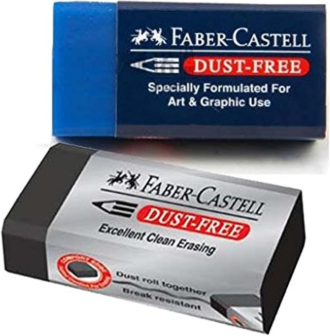 2 Combination of Faber-Castell Pencil Erasers, DUST FREE (Excellent clean erasing and Specially Formulated for Art & Graphic Use)