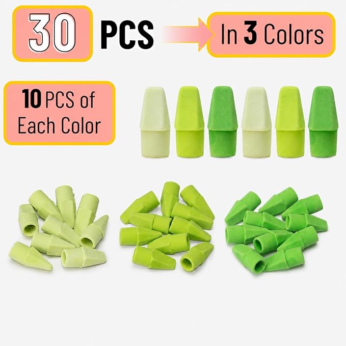 Mr. Pen- Pencil Erasers Toppers, 30 Pack, Colorful