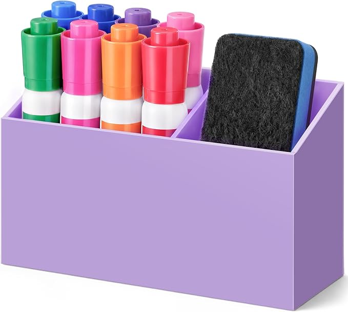 MR.MATE Magnetic Pen Holder, Magnetic Dry Erase Marker Holder for Whiteboard, Non-Slip Pencil Cup Holders for Fridge, Magnet Locker Organizer for Office Classroom Desk Accessories (Purple)