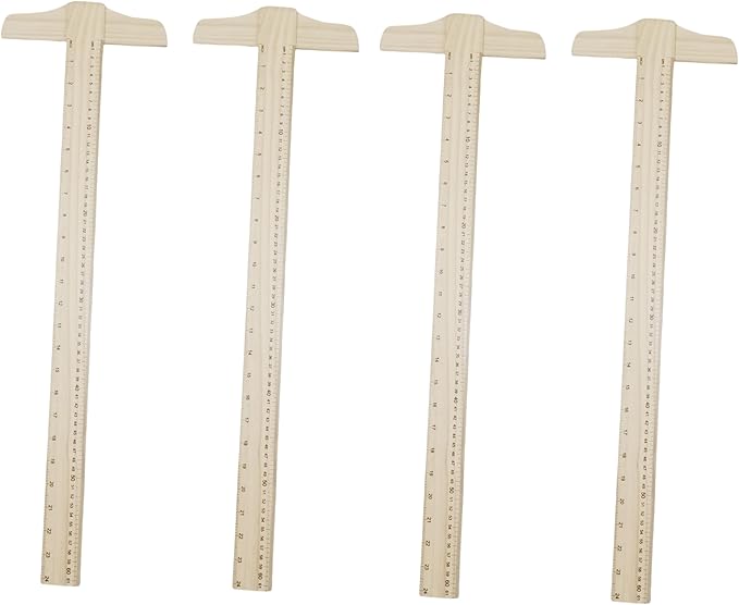 24 Inch Wood Ruler 4 Pack T-Square Wooden Rulers Bulk Wood Measuring Ruler Office Ruler School Supplies Art Framing Wooden Rulers Drafting Ruler 2 Scale