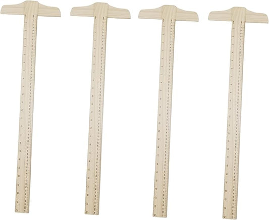 24 Inch Wood Ruler 4 Pack T-Square Wooden Rulers Bulk Wood Measuring Ruler Office Ruler School Supplies Art Framing Wooden Rulers Drafting Ruler 2 Scale