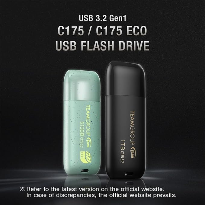 TEAMGROUP C175 32GB 5 Pack USB 3.2 Gen 1 (USB 3.1/3.0) Flash Thumb Drive, External Data Storage Memory Stick Compatible with Computer/Laptop Matte Black TC175332GB21