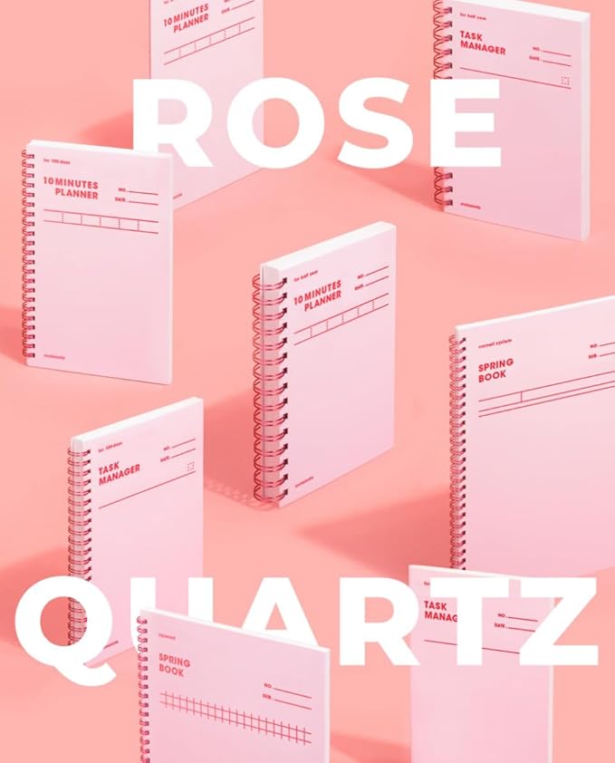 MOTEMOTE 10-Minute Planner 100 DAYS – Study Planner, Time-Blocking Productivity Journal, Spiral-Bound, Color Chip Edition (Rose Quartz)