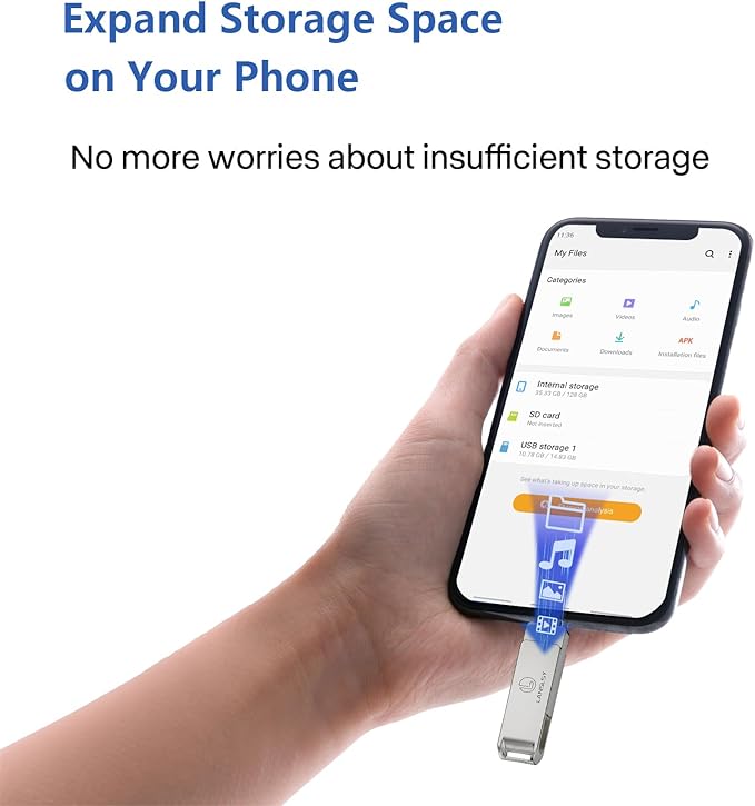 256GB Flash Drive for Phone Memory Stick,Phone Flash Drive USB 3.0 External Storage,3 in 1 Photo Stick is Compatible with i 0S/Pad/Android/PC/Mac (256GB, Silver)