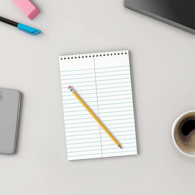 STAPLES Steno Notepads, 6” x 9”, Gregg Ruled, Top Wirebound, 80 Sheets, 12‑Pack