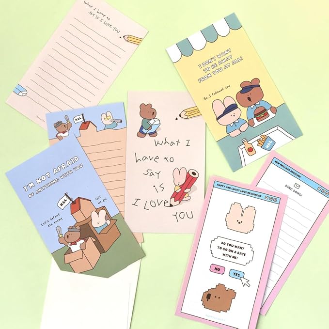 Monolike Happy and Lucky Littles Series.2 Mini Letter Paper and Envelopes Set - 8Type, 32 Letter Paper + 16 Envelopes…